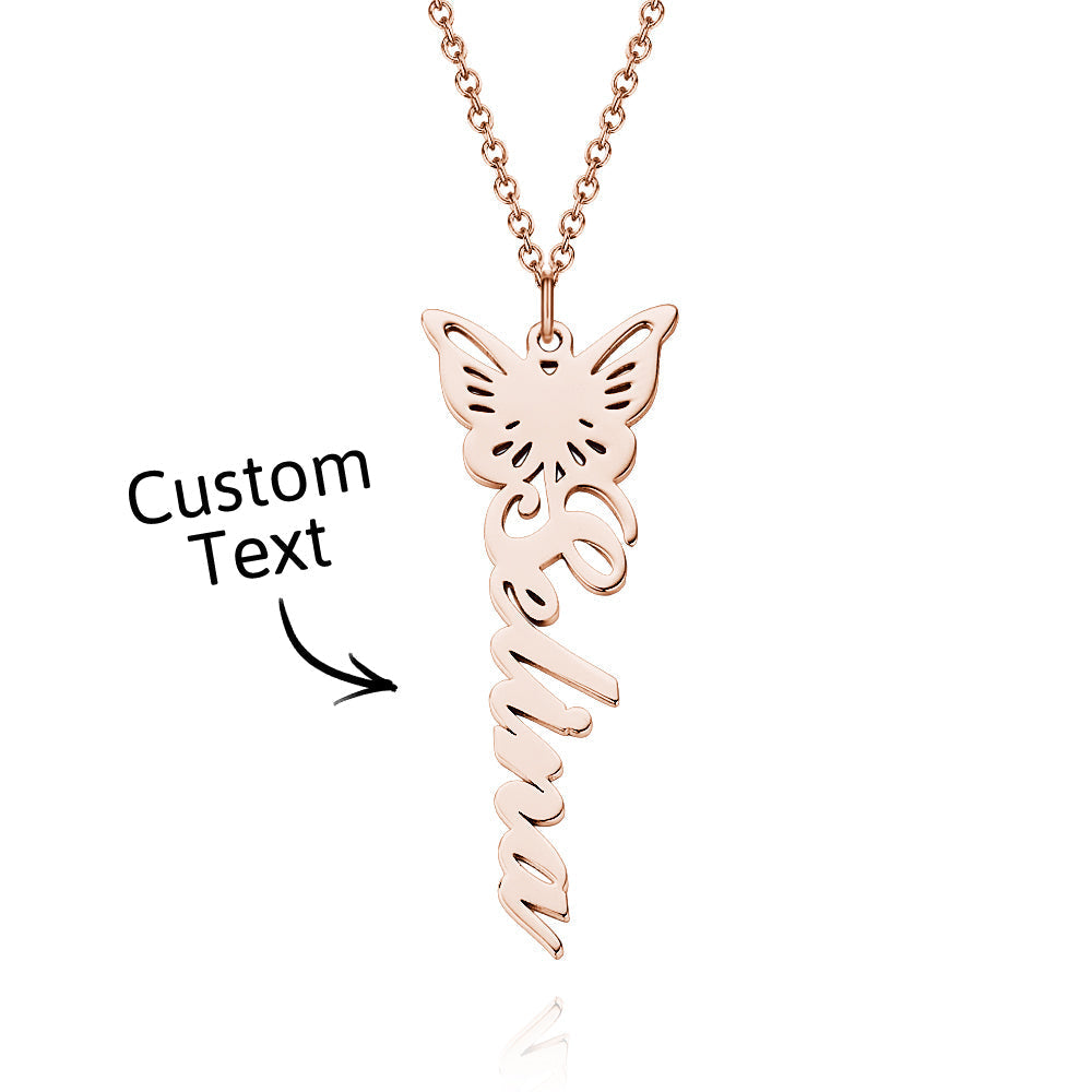 Custom Dainty Birth Butterfly Name Necklace Birthday Bridesmaid Gifts for Mom/Wife/Family/Best Friends