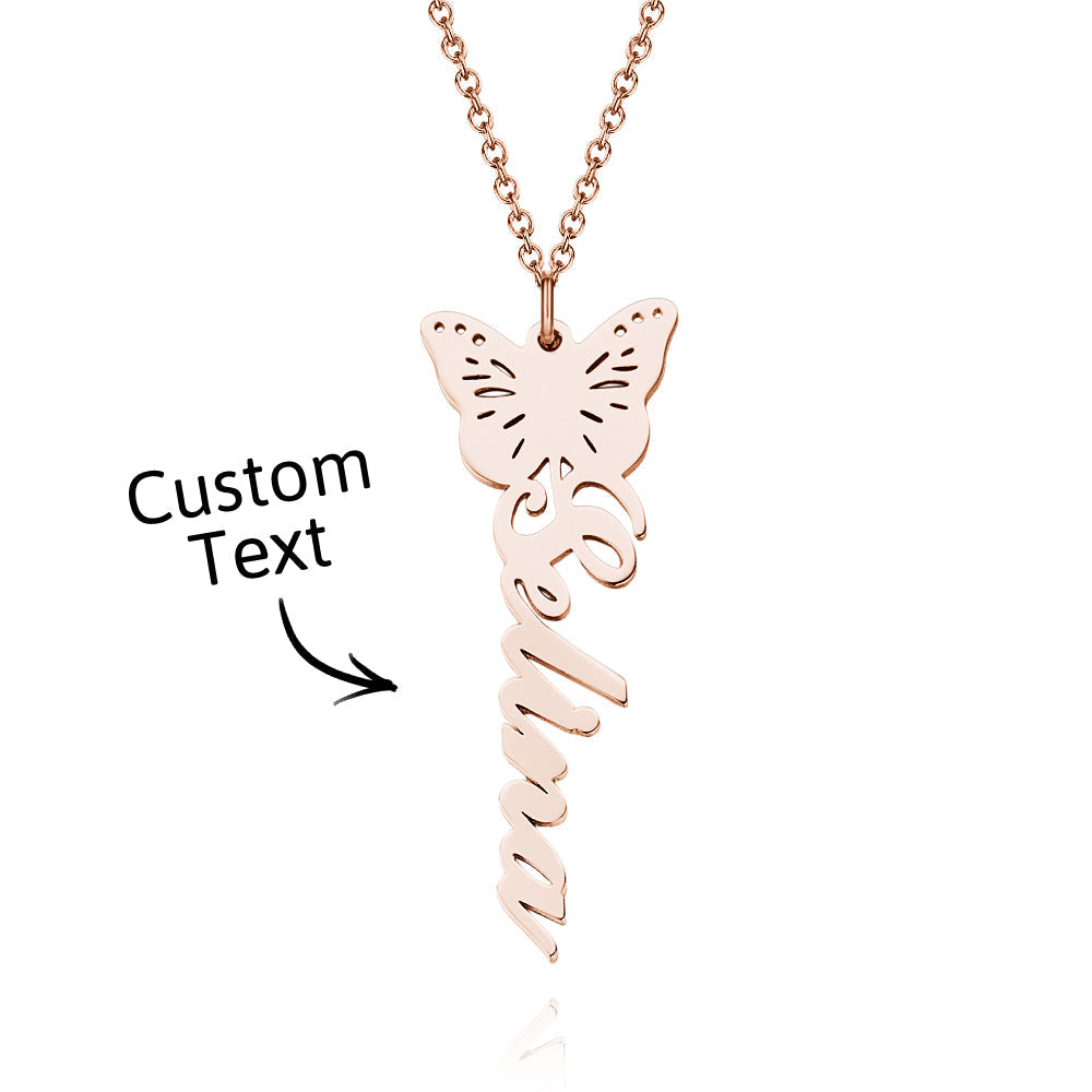 Custom Dainty Birth Butterfly Name Necklace Birthday Bridesmaid Gifts for Mom/Wife/Family/Best Friends
