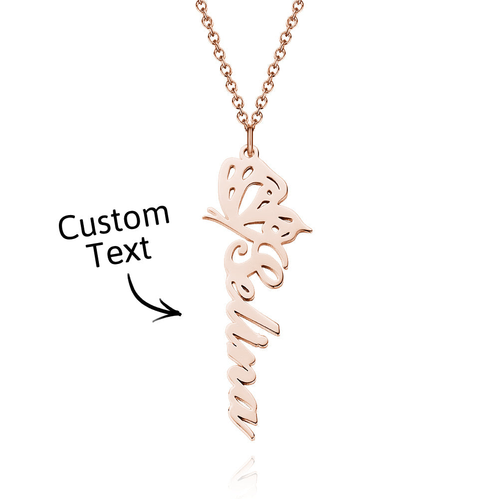 Custom Dainty Birth Butterfly Name Necklace Birthday Bridesmaid Gifts for Mom/Wife/Family/Best Friends