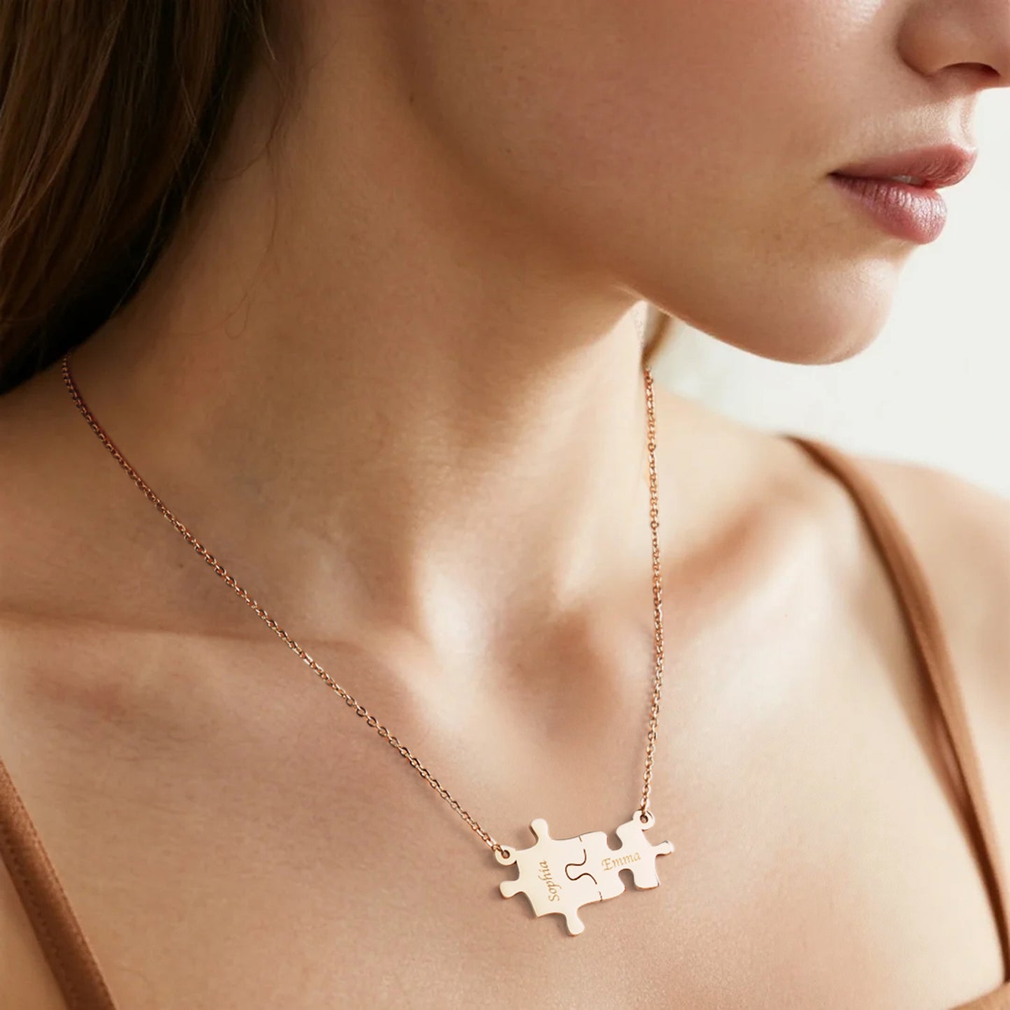 Custom Puzzles Necklace Engraved Name Necklace Kid Mom Matching Necklace Gift for Women Mother's Day Gift