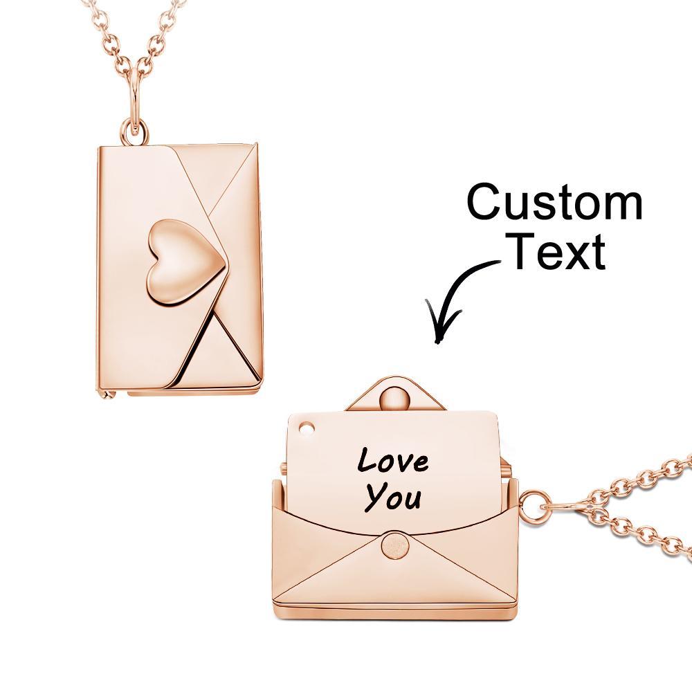 Custom Photo Necklace Engraved Text Jewelry and Key Chains Envelope Letter Secret Message Creative Gifts for Valentines' Day