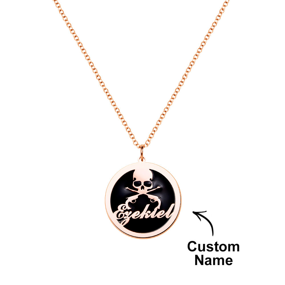 Pirate Coin Pendant Skull and Bones Necklace Pirates Medallion Mens Jewelry Gifts for Adventurers