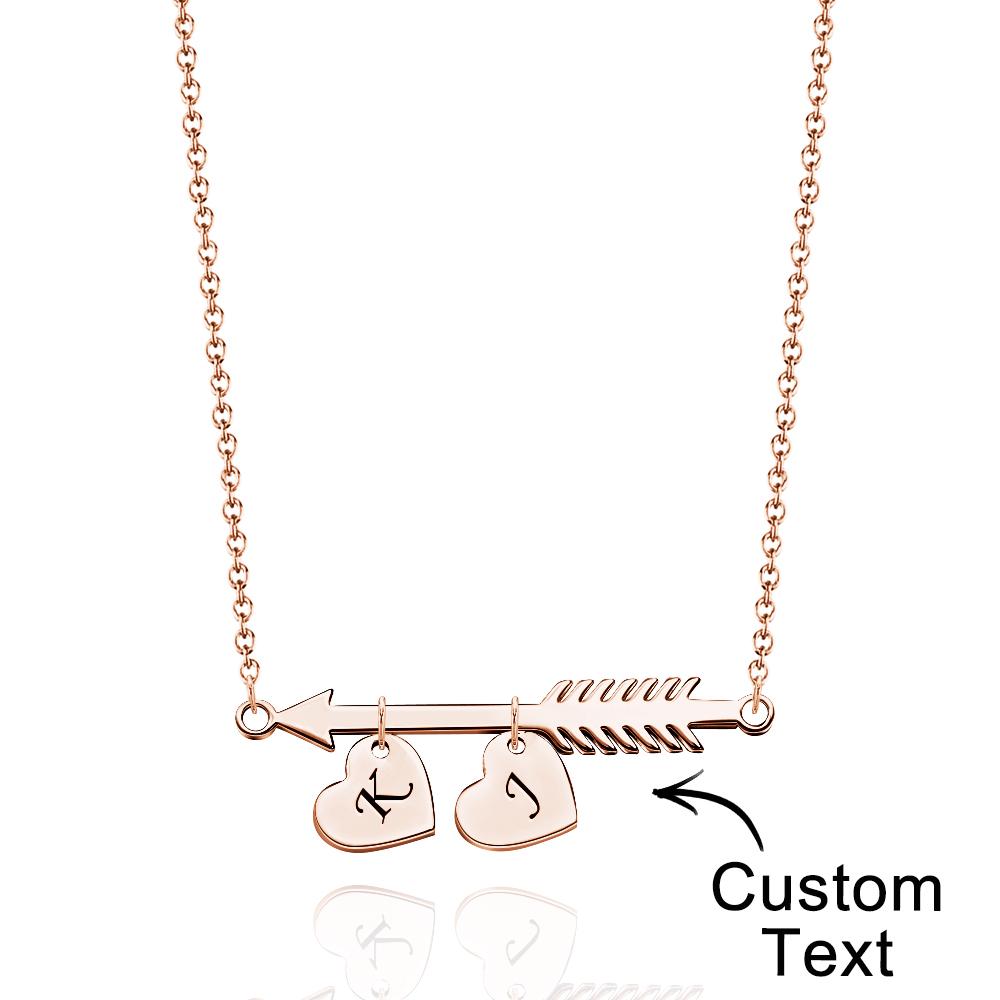Custom Fish Bones Initial Necklace Heart Shape Pendant Engraved Text Gift for Her