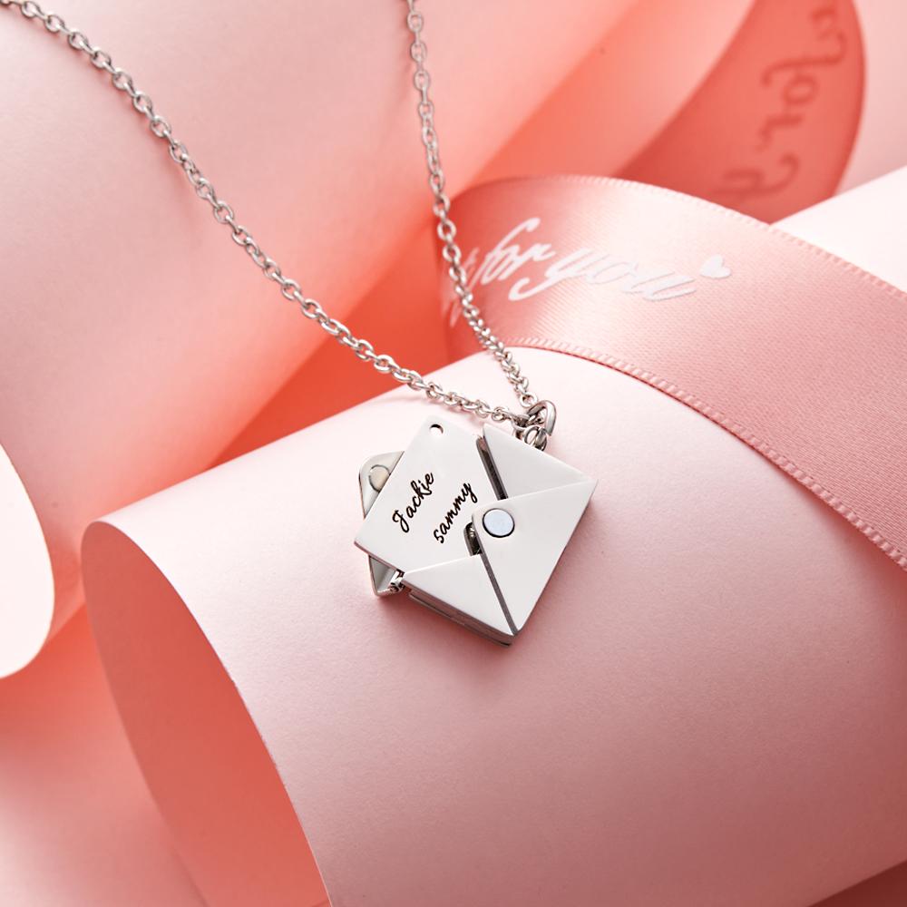 Custom Engraved Necklace Envelope Letter Secret Necklace Message Creative Gifts for Her
