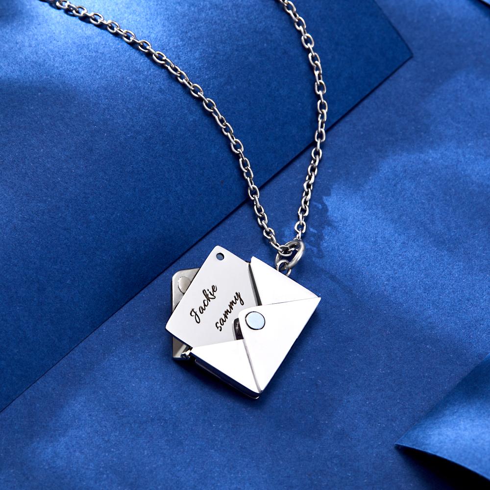 Custom Engraved Necklace Envelope Letter Secret Necklace Message Creative Gifts for Her
