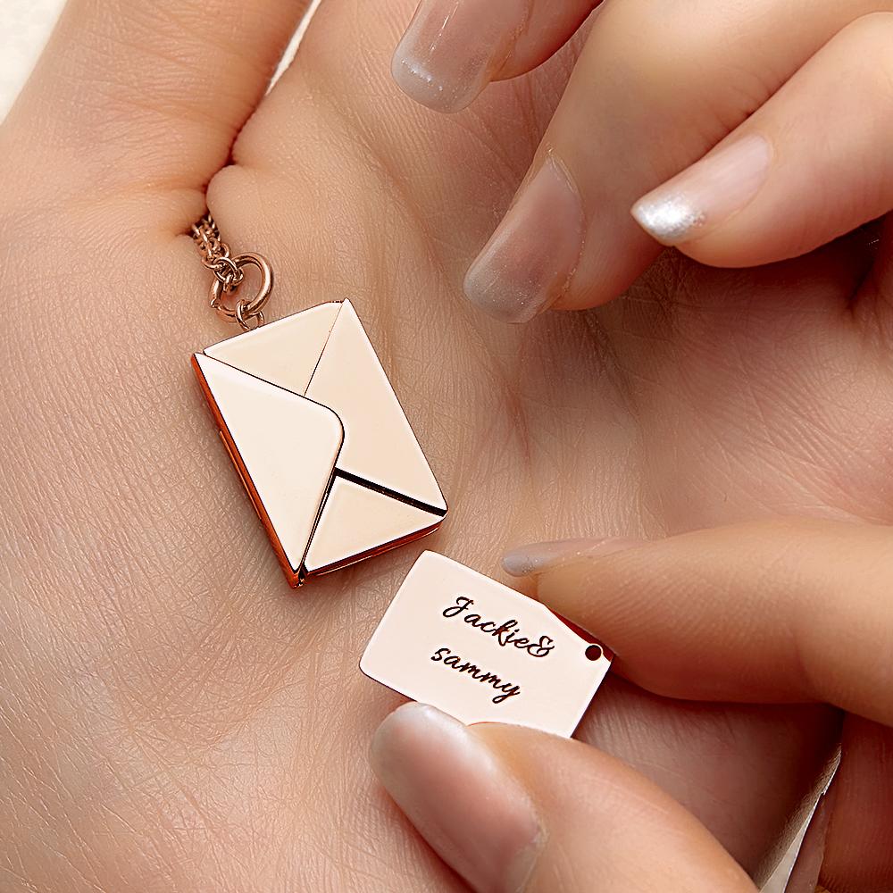 Custom Engraved Necklace Envelope Letter Secret Necklace Message Creative Gifts for Her