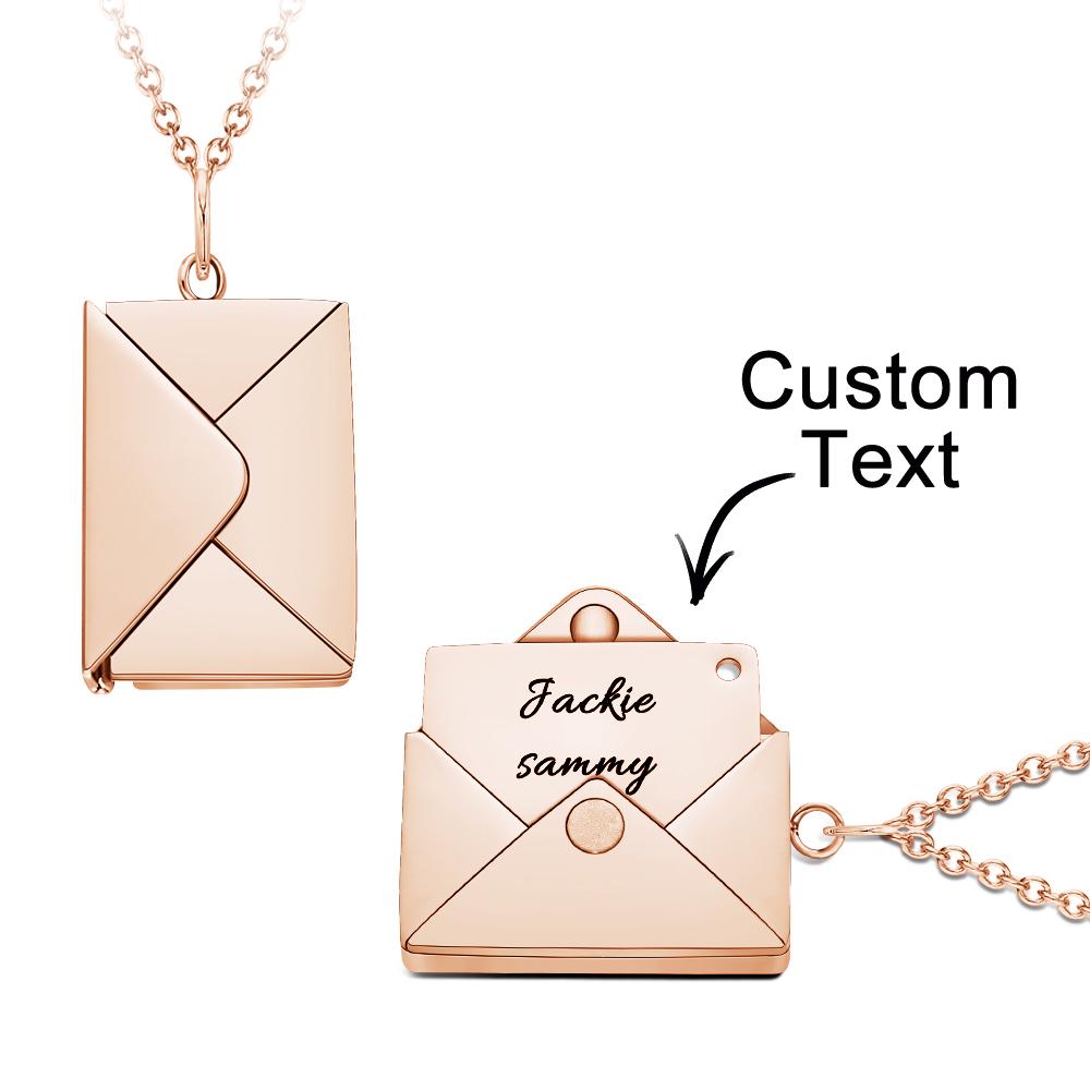 Custom Engraved Necklace Envelope Letter Secret Necklace Message Creative Gifts for Her