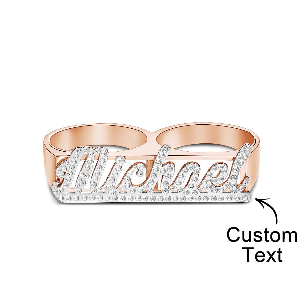Custom Two Finger Name Ring Personalized Men's Double Band Ring Gift for Him