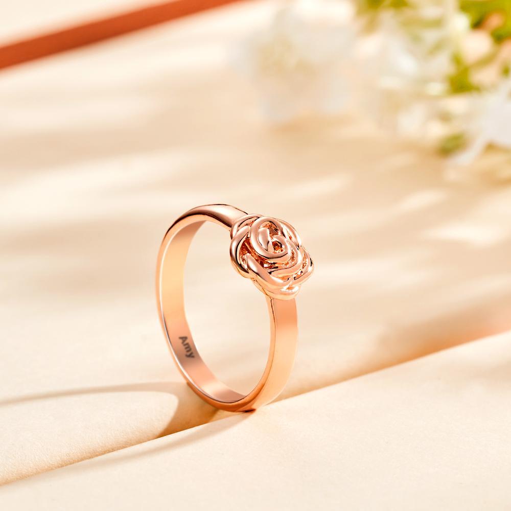Custom Engraved Ring Rose Ring Gift for Women
