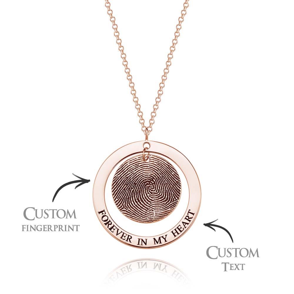 Custom Fingerprint Necklace Personalized Text Fingerprint Jewelry Keepsake Gifts