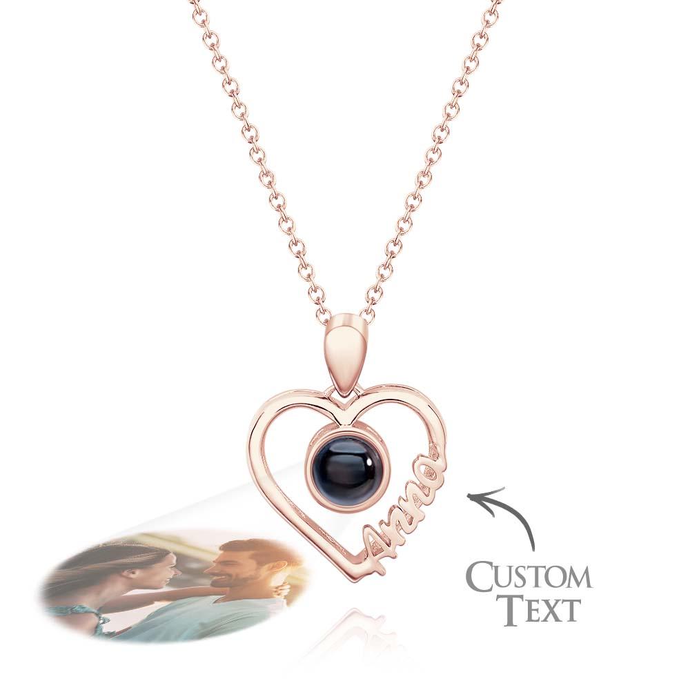 Custom Name Projection Necklace Heart Gift for Her