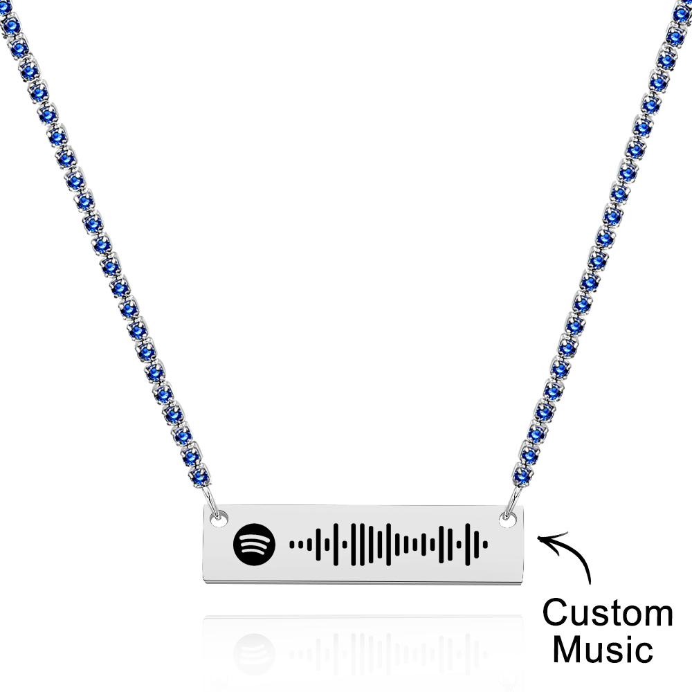 Scannable Spotify Code Bar Necklace Tennis Chain Fashion Gift