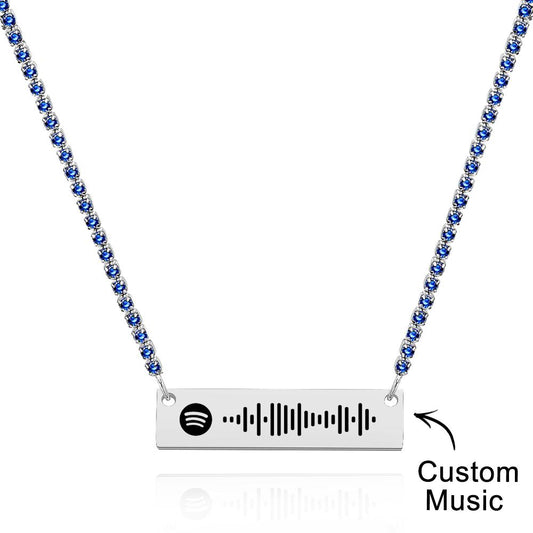 Scannable Spotify Code Bar Necklace Tennis Chain Fashion Gift