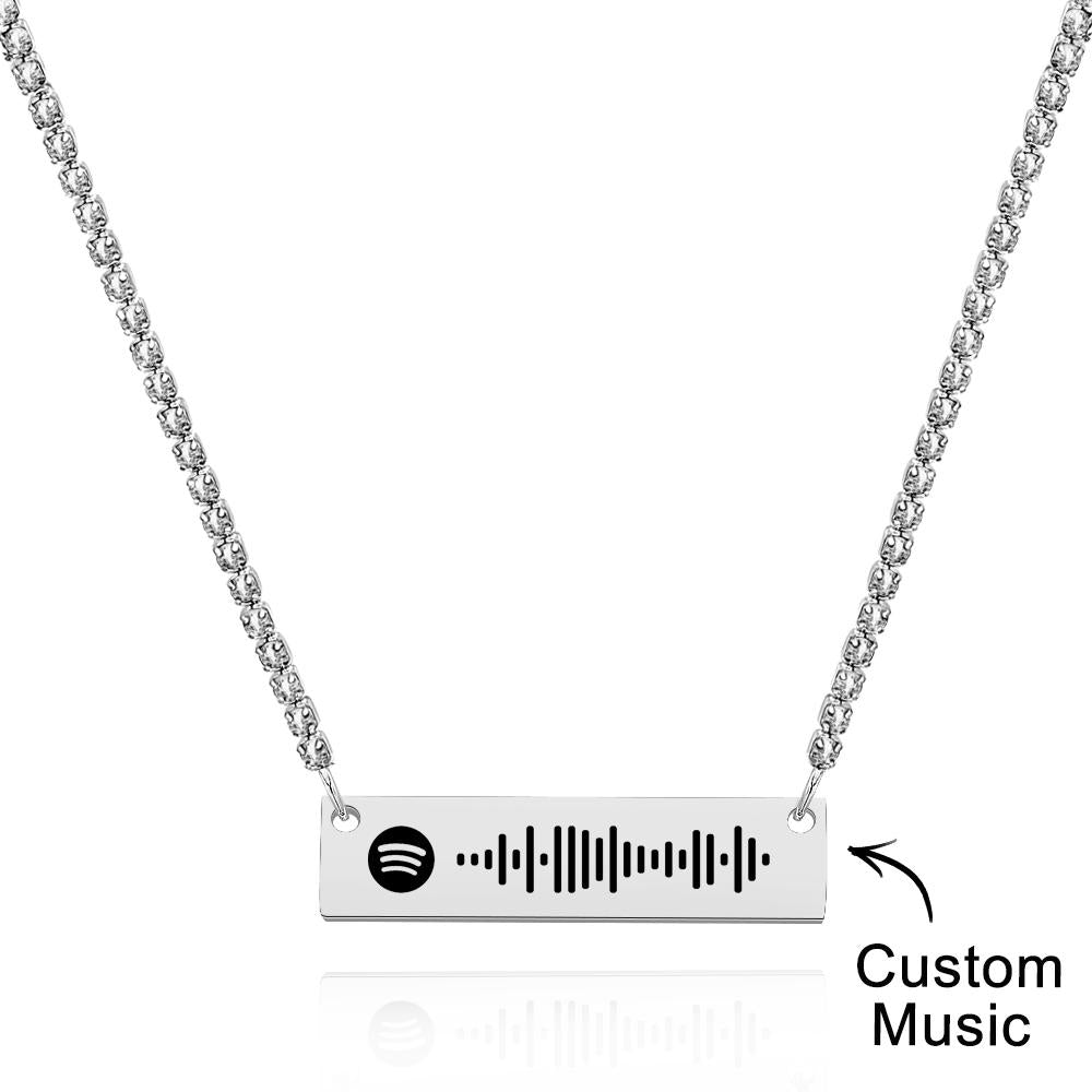 Scannable Spotify Code Bar Necklace Tennis Chain Fashion Gift