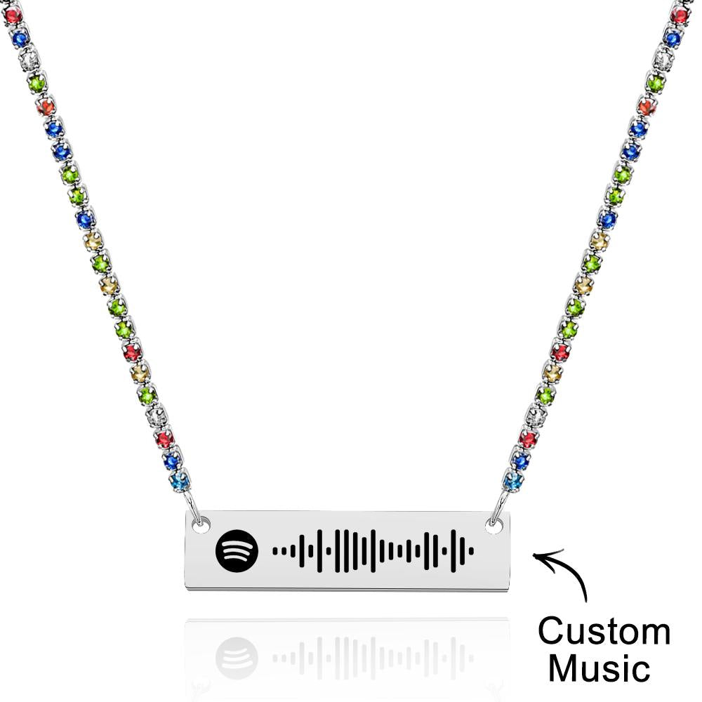 Scannable Spotify Code Bar Necklace Tennis Chain Fashion Gift