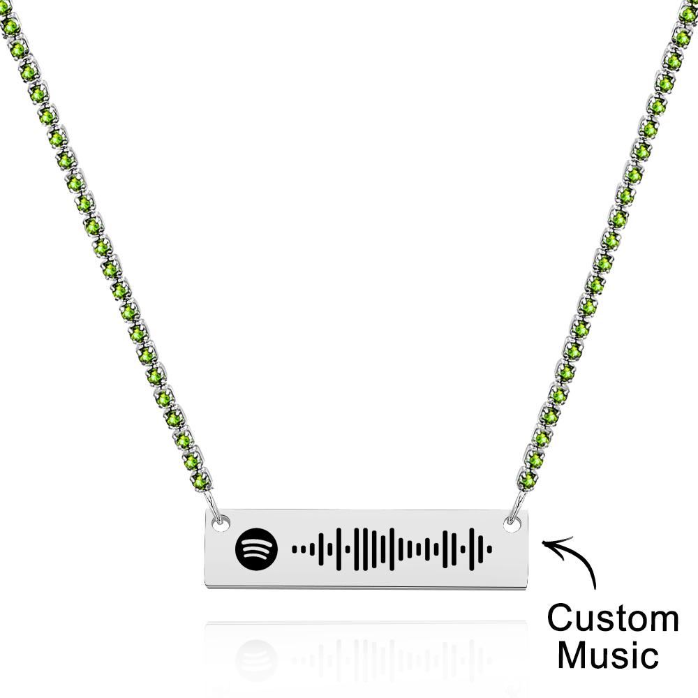 Scannable Spotify Code Bar Necklace Tennis Chain Fashion Gift