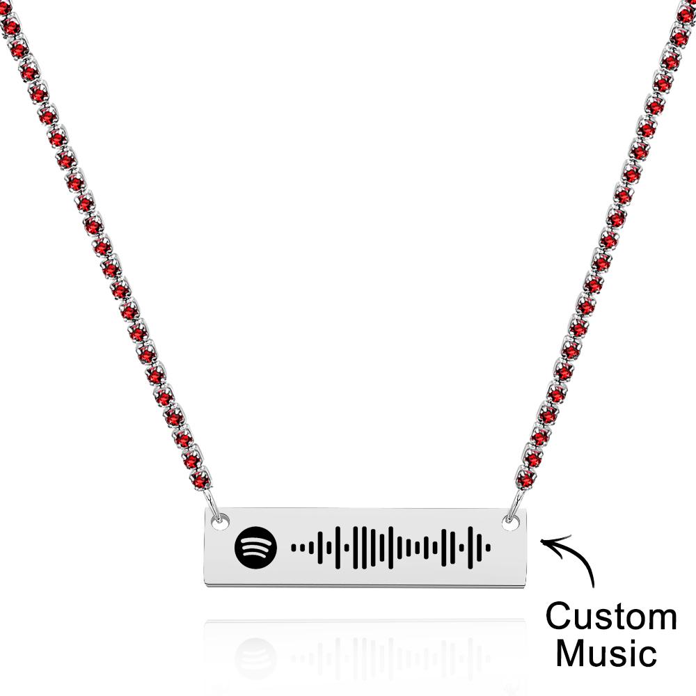 Scannable Spotify Code Bar Necklace Tennis Chain Fashion Gift