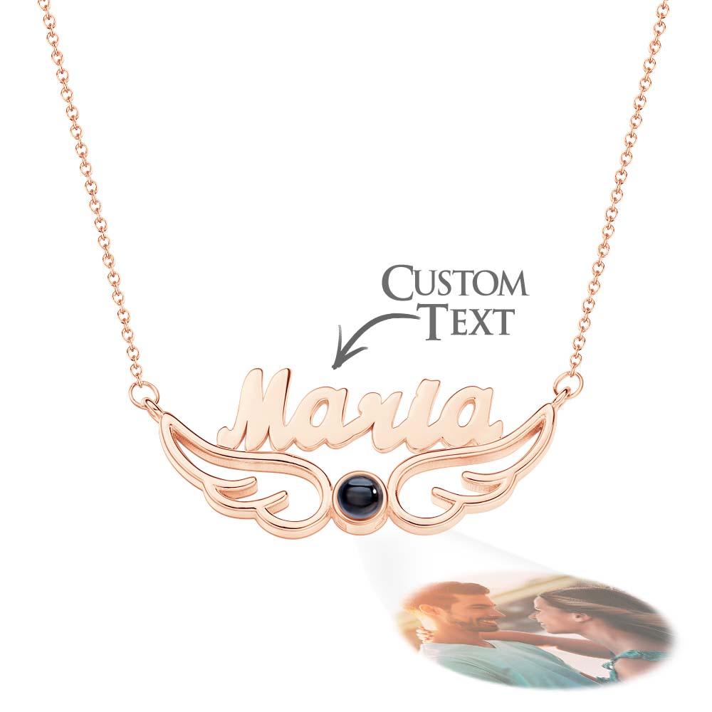 Custom Name Projection Necklace Angel Wings Style Gift