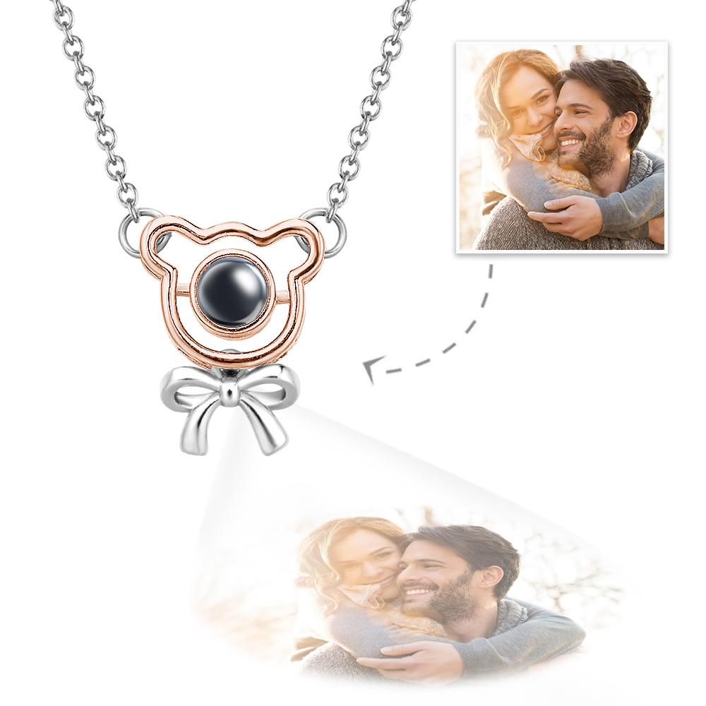 Custom Projection Necklace Bow Bear Cute Gift for Girl