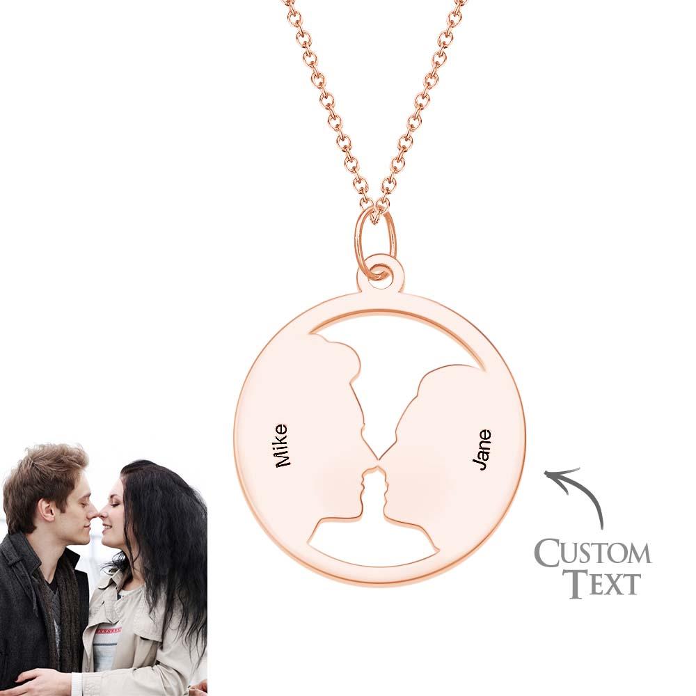 Custom Photo Silhouette Necklace for Couple with Custom Names