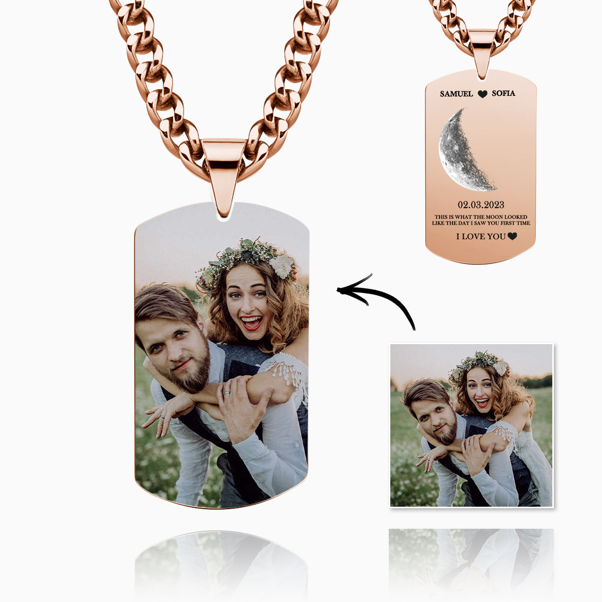 Personalized Moon Phase Photo Necklace Chic Chain Necklace Gifts For Lovers