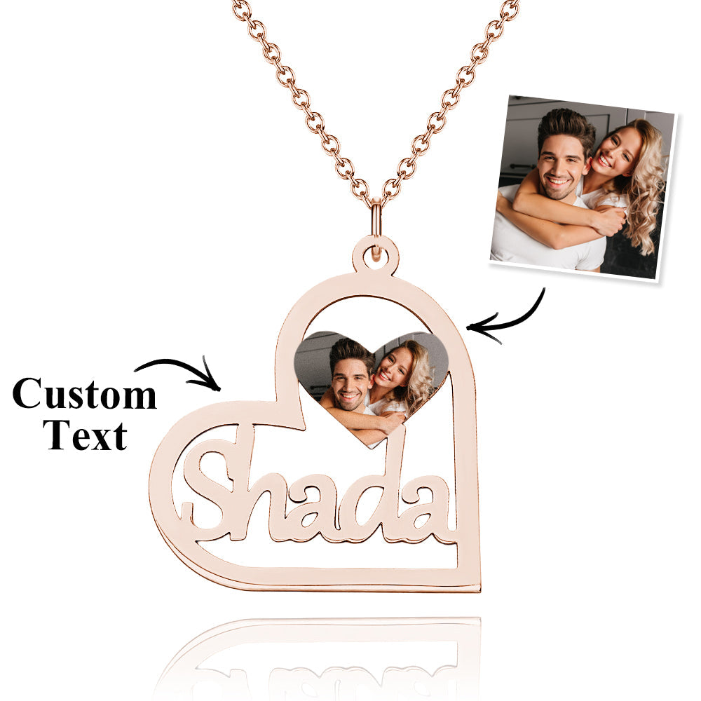 Personalized Heart-shaped Name Photo Necklace