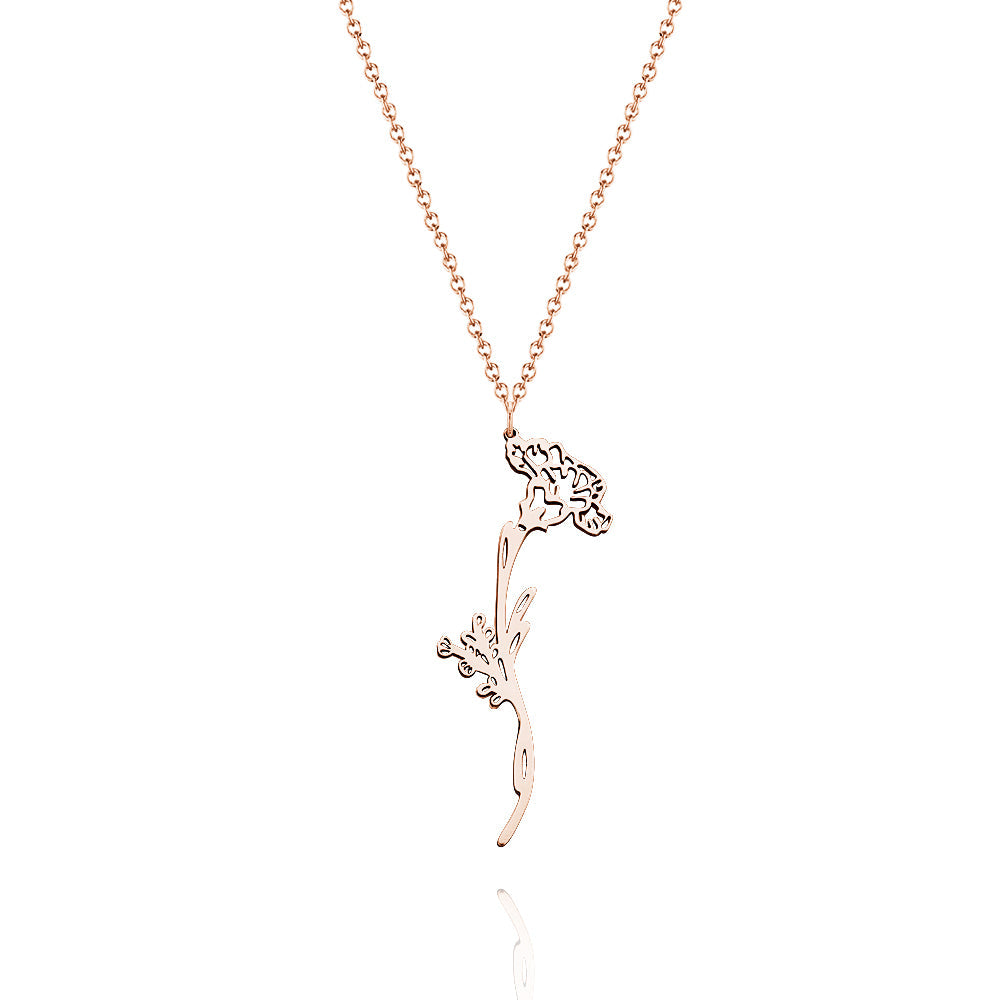 Personalized Combined Birth Flower Bouquet Necklace Gift for Mom