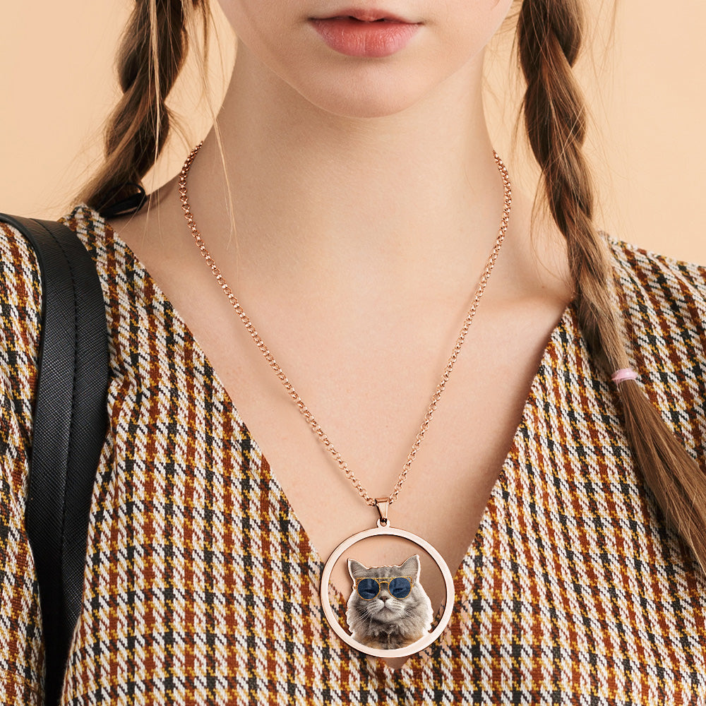 Personalized Pet Photo Necklace Gift for Pet Lover