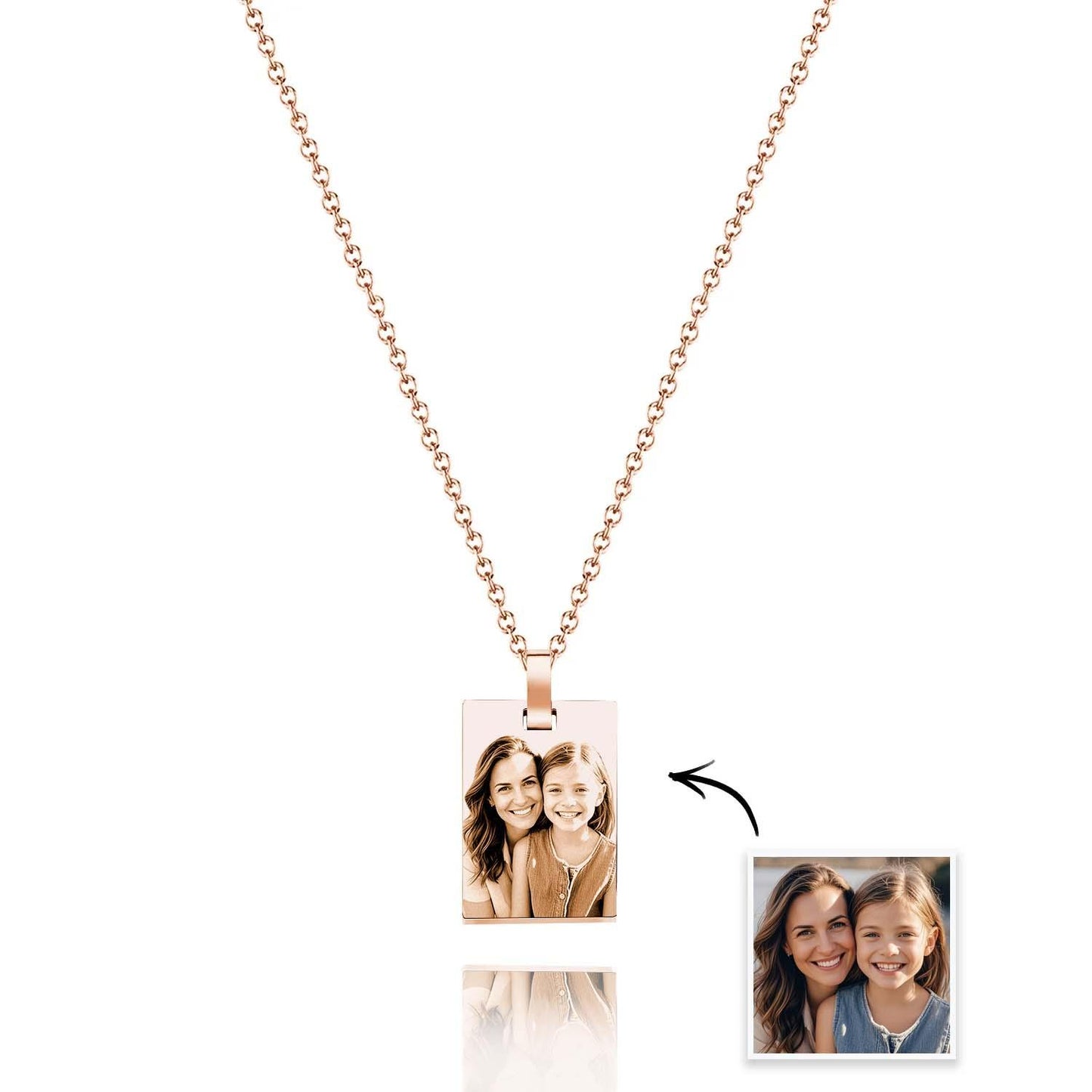 Custom Photo Necklace Shadow Engraved Necklace Mother's Day Gifts