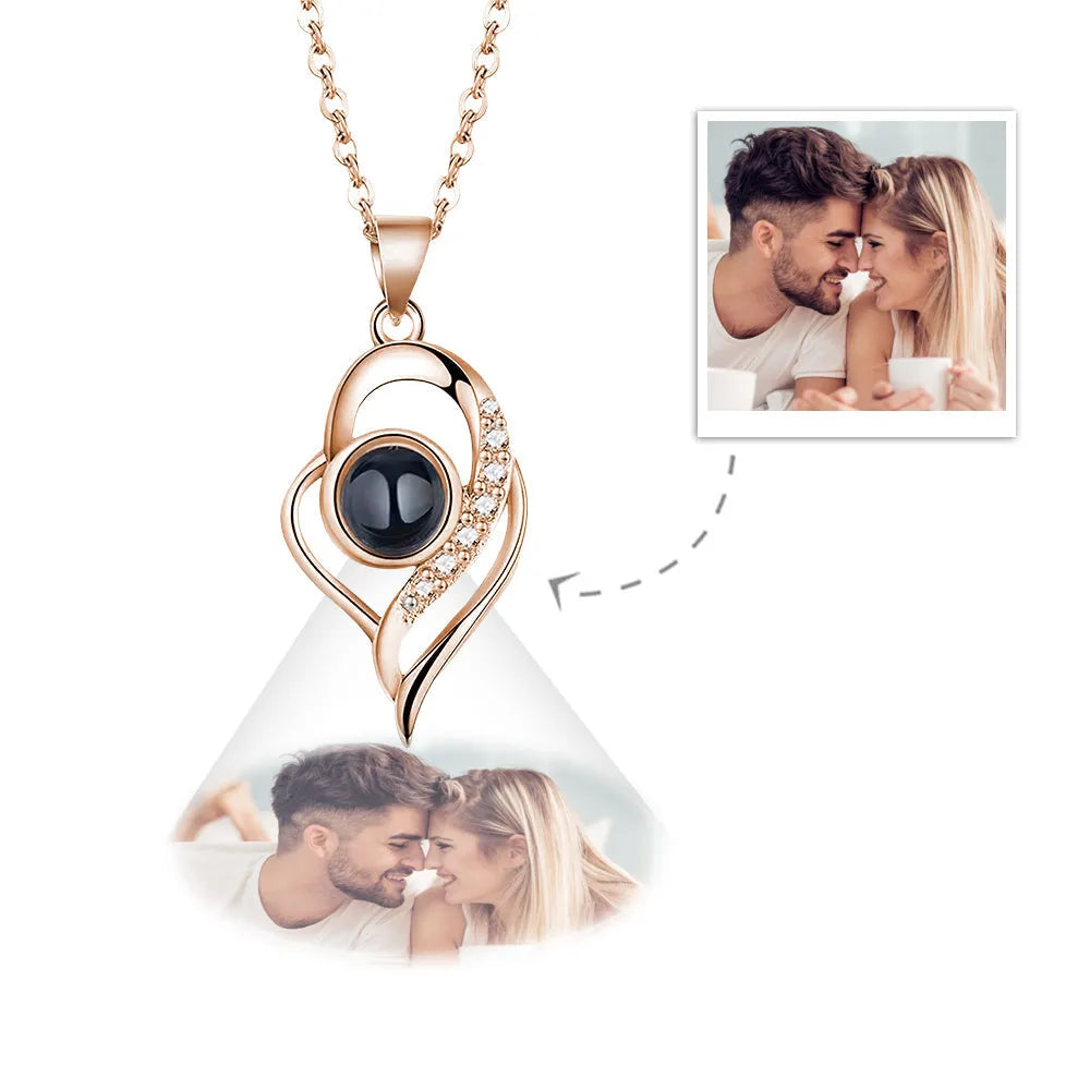 Custom Photo Projection Necklace with Real Rose Bear Gift box Rose Shaped Necklace Gift Box Jewellery Gift Box
