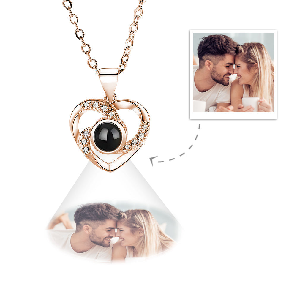 Custom Projection Necklace Elegant Heart Photo Necklace Gift for Mom Best Mother's Day Gift