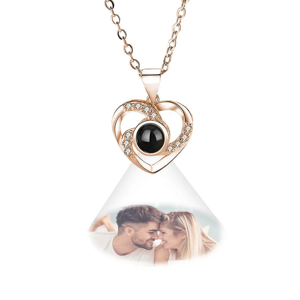 Custom Projection Necklace Elegant Heart Photo Necklace Gift for Mom Best Mother's Day Gift