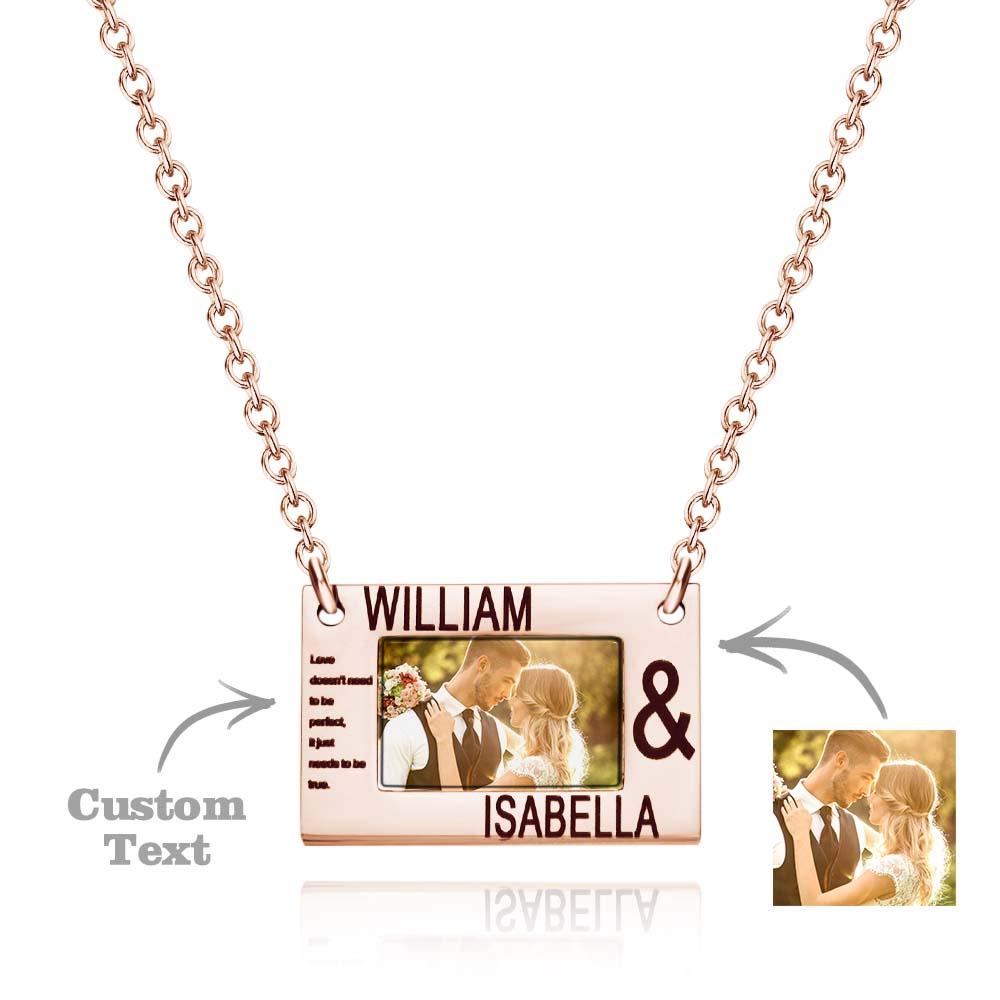 Personalized Carve Words and Photos Necklace Gift Creative Romance Gift for Valentine Lovers Family Festival Necklace