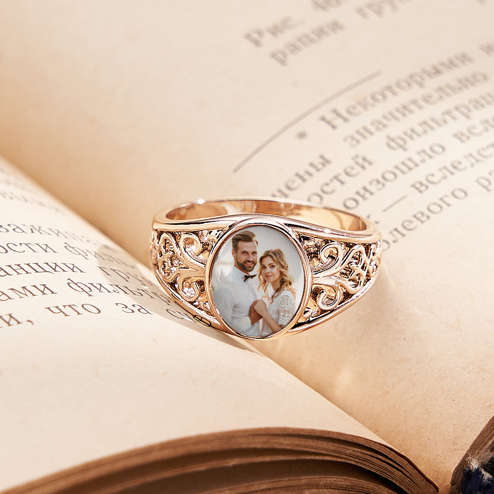 Custom Cutout Photo Rings Personalized Photo Jewelry Valentine's Day Gifts for Couple