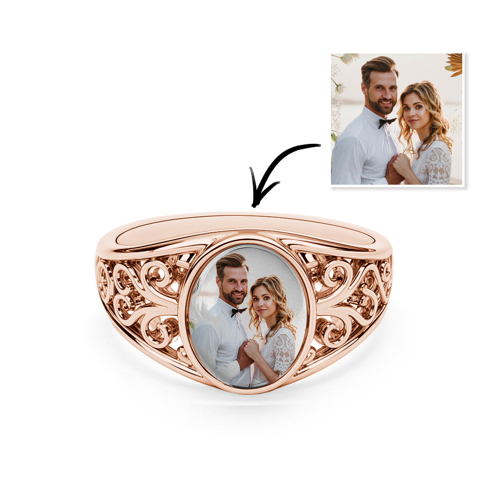 Custom Cutout Photo Rings Personalized Photo Jewelry Valentine's Day Gifts for Couple