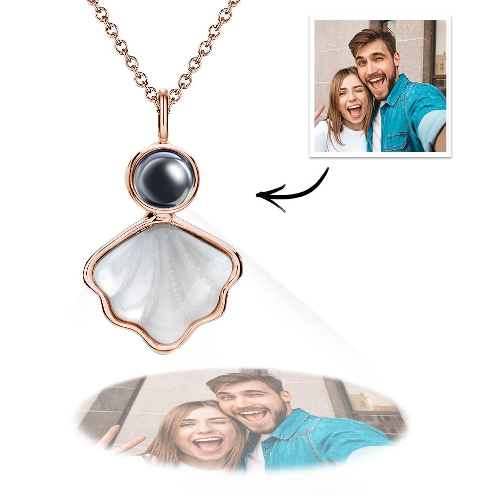 Seashell Projection Necklace Personalized Picture Inside Pendant Minimalist Pet Memorial Jewelry Trendy Best Friend Gift