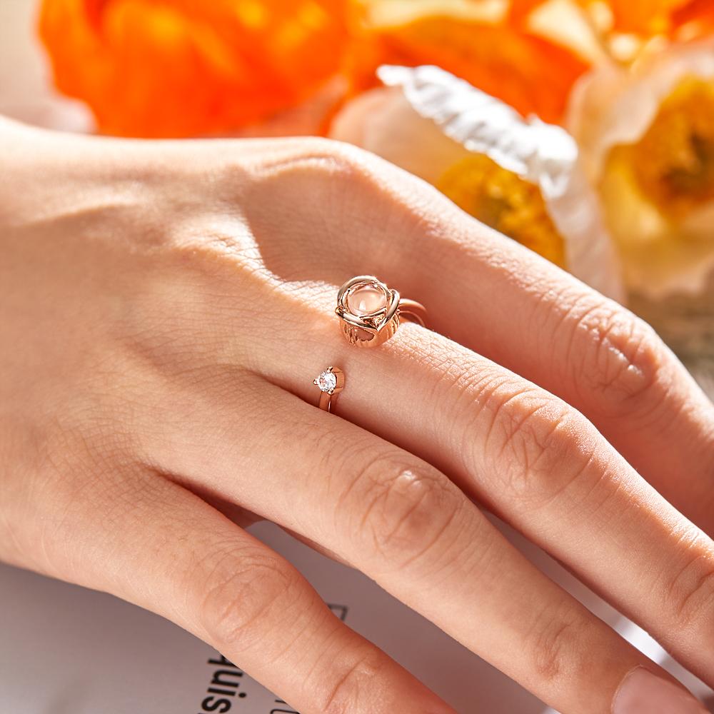 Custom Photo Projection Ring Personalized Photo Open Ring Valentine's Day Gift