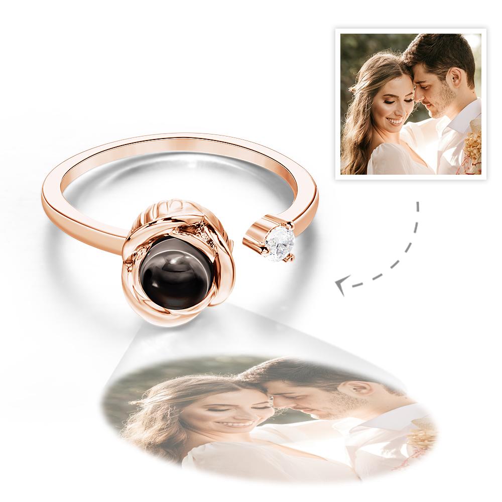 Custom Photo Projection Ring Personalized Photo Open Ring Valentine's Day Gift