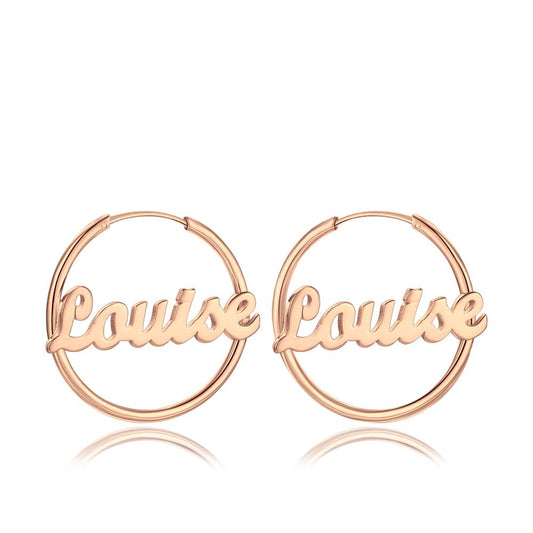 Personalized Name Earrings Rose Gold Plated Silver