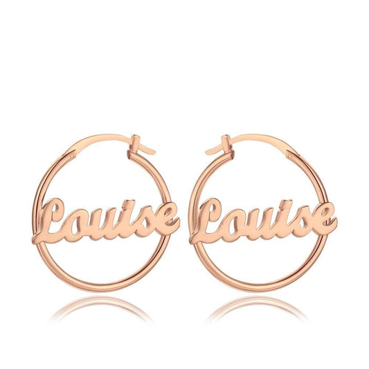 Custom Name Earrings Unique Gift Platinum Plated - Silver