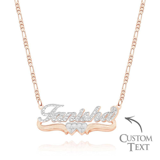 Personalized Hip Hop Name Necklace Double Hearts Decor Necklace Gifts for Men