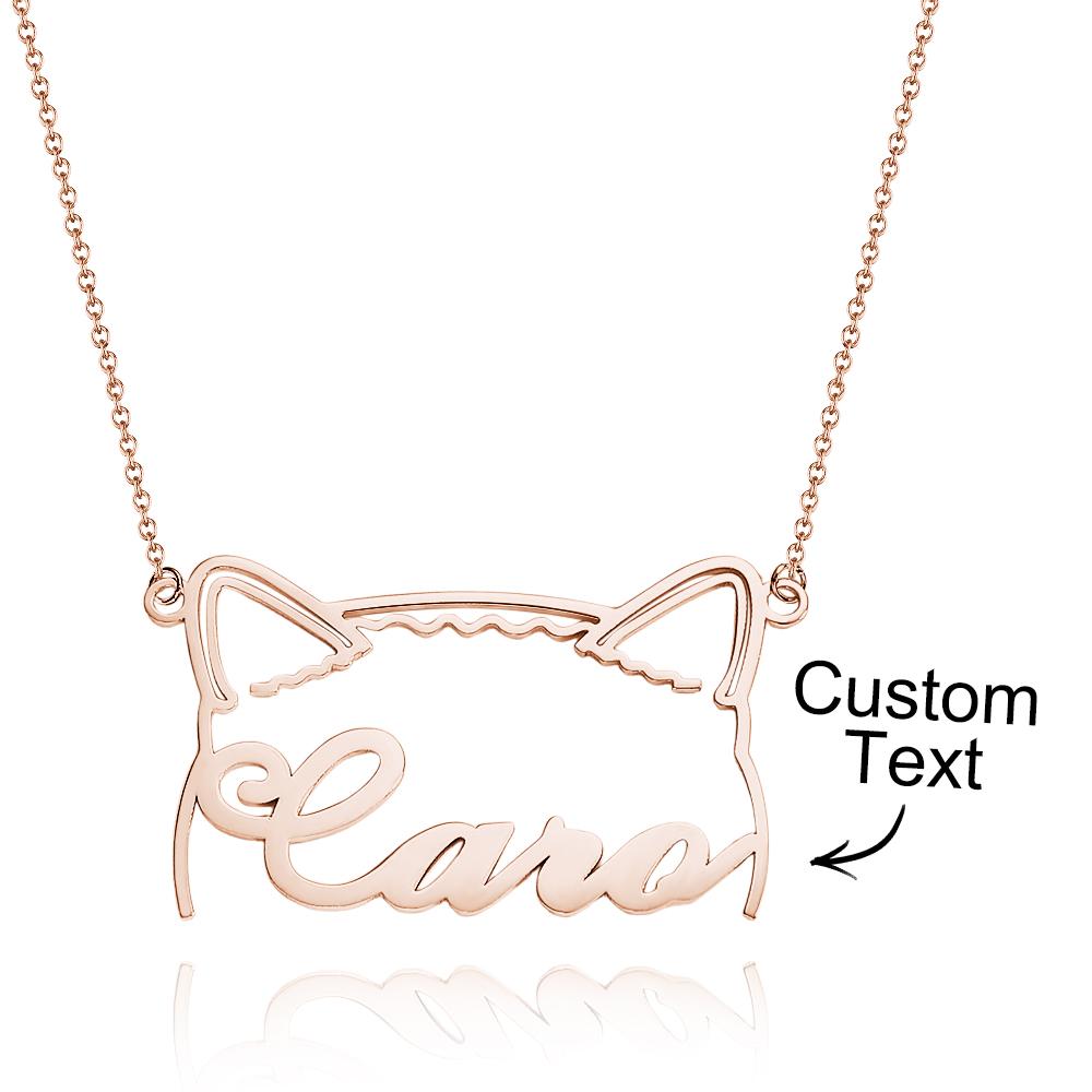 Custom Pet Silhouette Name Necklace Cute Dog Cat Modeling Jewelry Gift for Pet Lover