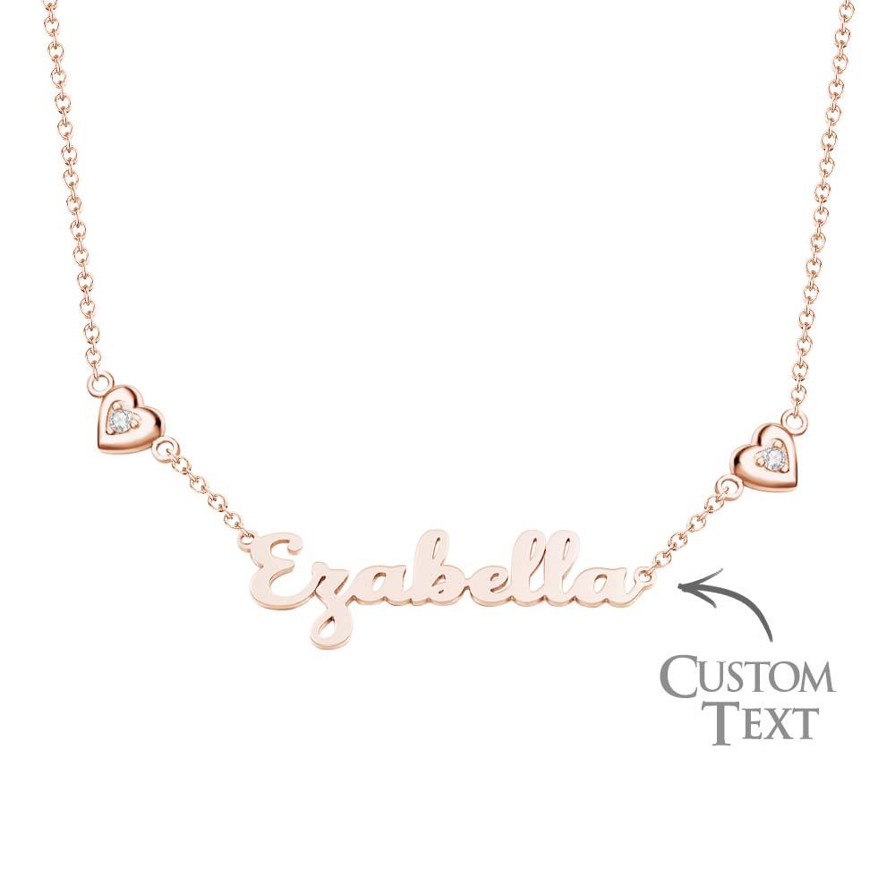Personalized Name Necklace Elegant Double Hearts Pendant Gifts For Women