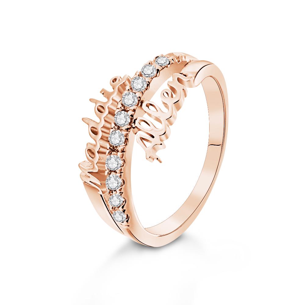 Custom Two Names Ring Personalized Gift For Mom Best Friend Gift Stackable Ring
