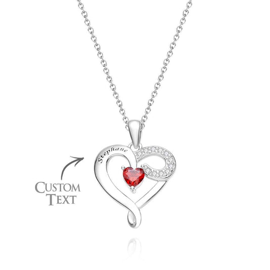 Custom Name Birthstone Necklace Creative Zircon Heart Pendant For Women
