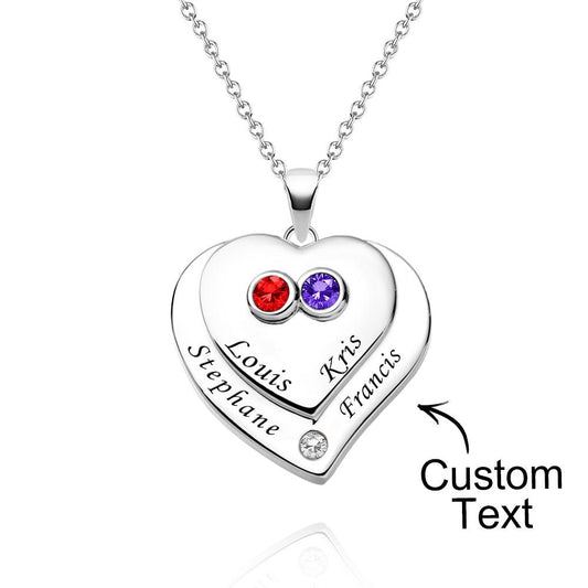 Engravable Double Hearts Necklace With Birthstone Beautiful Jewelry Gifts For Her