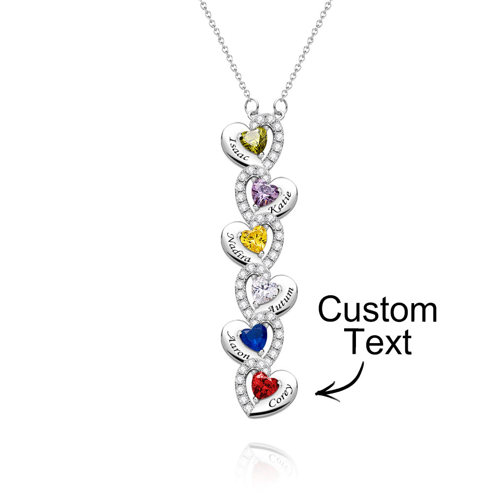 Engravable Birthstone Necklace Charming Heart Zircon Pendant Necklace For Girls
