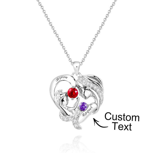 Engravable Mom And Baby Necklace With Birthstone Warm Gifts For Mom
