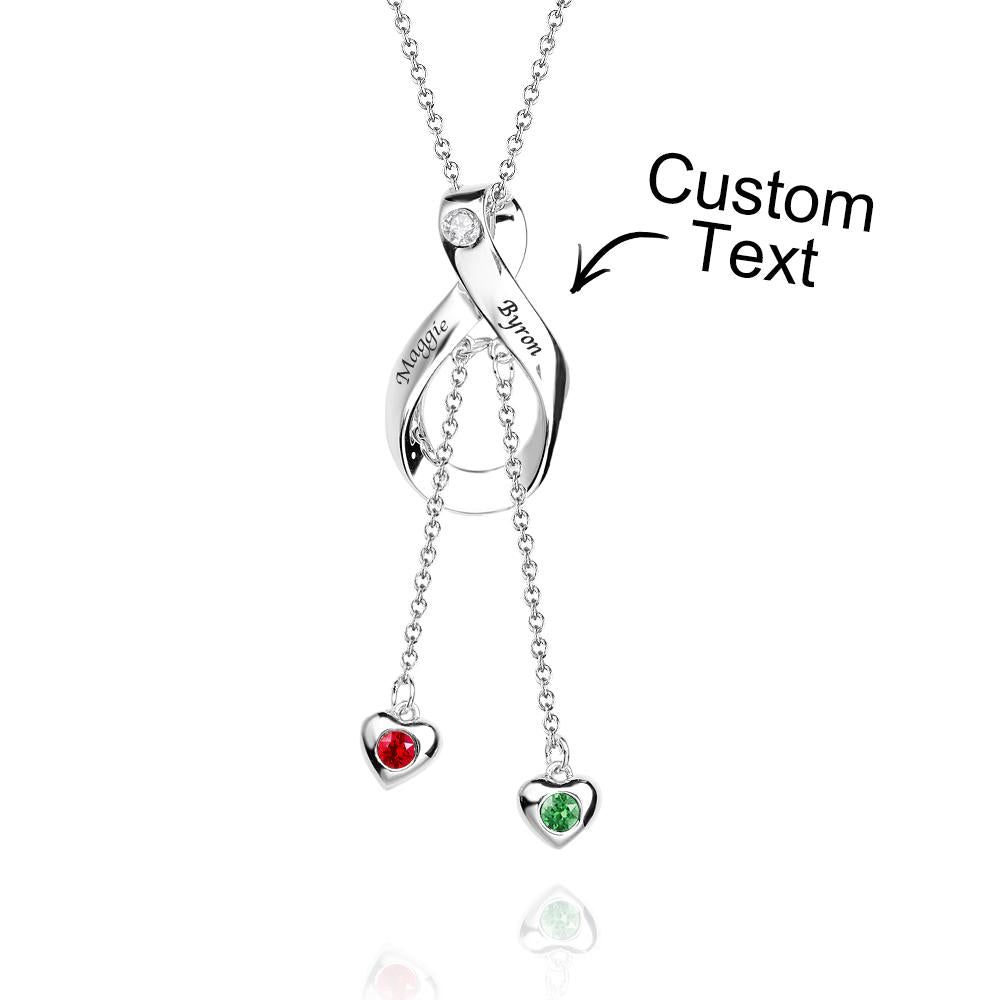 Elegant Engraved Necklace With Heart Birthstone Pendant Jewelry For Her