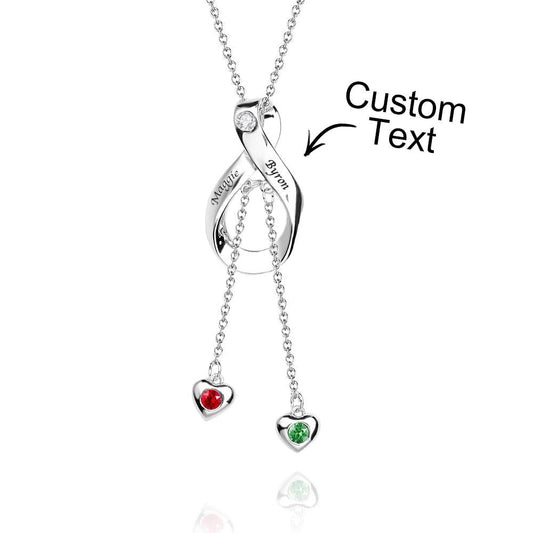 Elegant Engraved Necklace With Heart Birthstone Pendant Jewelry For Her